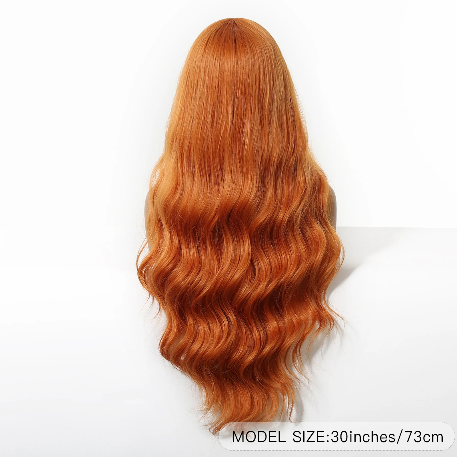 EASIHAIR 긴 물결 모양의 오렌지 합성 가발 여성용 오렌지 컬리 코스프레 가발 앞머리가 있는 자연 머리 크리스마스 축제 가발