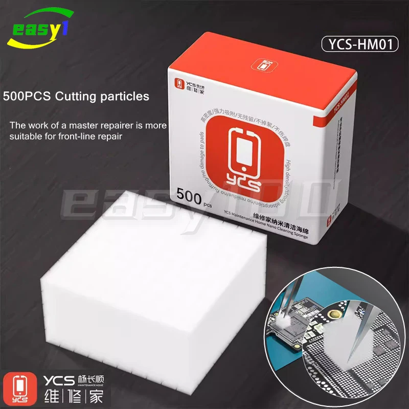 YCS HM01 Set di spugne nanopulenti 500 pezzi Strumento per la pulizia della fotocamera in vetro della scheda PCB del telefono cellulare senza residui