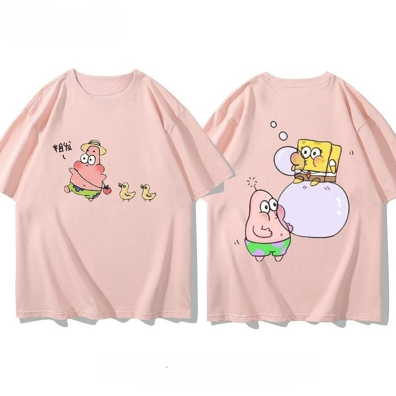 New Funny Patrick Star T-shirt Printed Children's Parent Child SpongeBob SquarePants Meme Casual Street Dress Pattern T-shirt