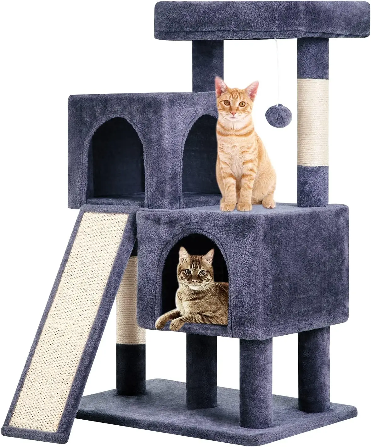 

36 inches Cat Tree for Indoor Cats Cat Tower with Scratching Posts Multi-Level Cat Furniture Condo with Ramp, Perch Spac