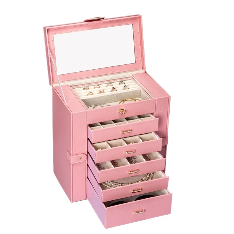 Jewelry storage box multi-layer portable stud earrings rings jewelry jewelry box necklace multi-layer