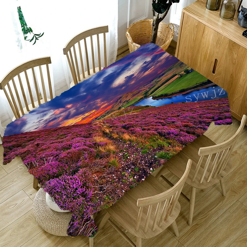 3d Beautiful Mountain View Printed Tablecloth Home Table Decoration Kitchen Dining Rectangular Anti-Stain Tablecloth