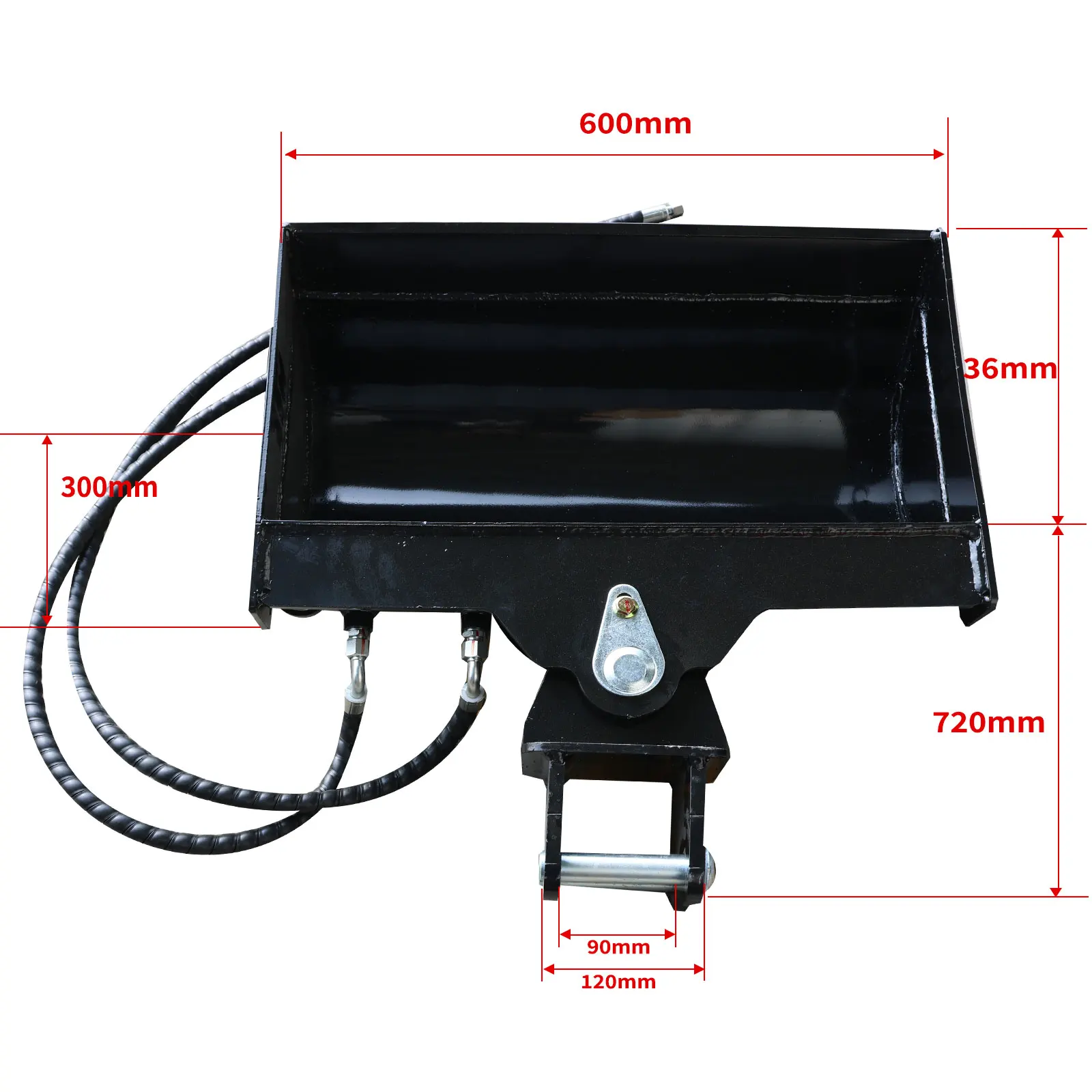 600mm Hydraulic Tilt Bucket for Mini Excavator, Adjustable Tilting Ditching Bucket, Excavator Attachment for Farm, Landscaping, Construction & Snow Removal Free Shipping