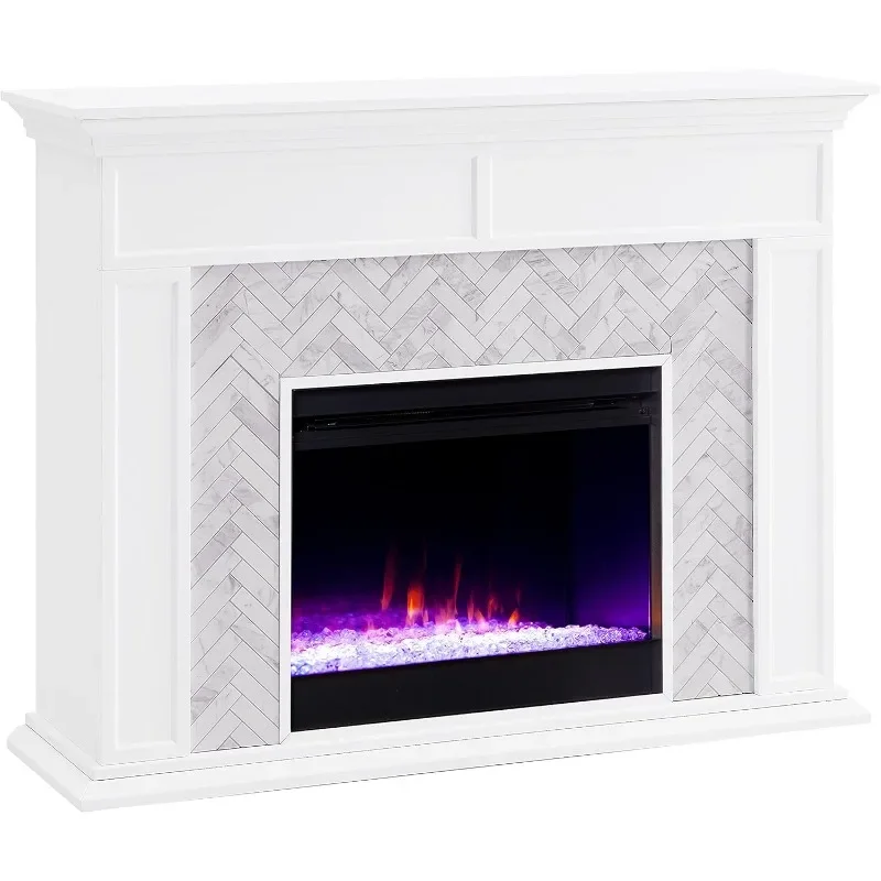 Furniture Torlington Indoor Electric Fireplace with Mantel, Color Changing LED Flame ﻿ mantel Major Appliances