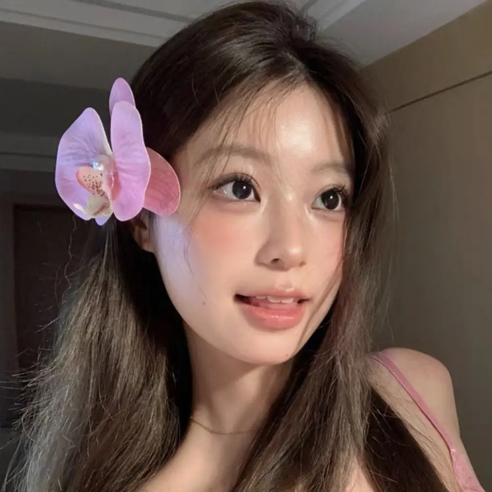 مشبك شعر لؤلؤ فالاينوبسيس للنساء ، الأوركيد ، الفراشة ، منقار البط ، إكسسوارات الشعر ، مشابك شعر بالزهور