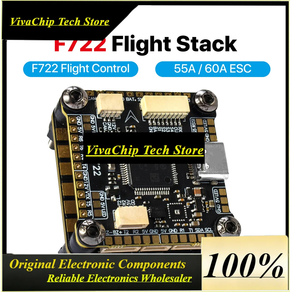 Viva9IMOD F722 Flight Stack F722 Flight Control 55A/60A ESC 3-6S Lipo 30.5x30.5mm ICM42688 Gyro For Remote Control FPV Racing Dr