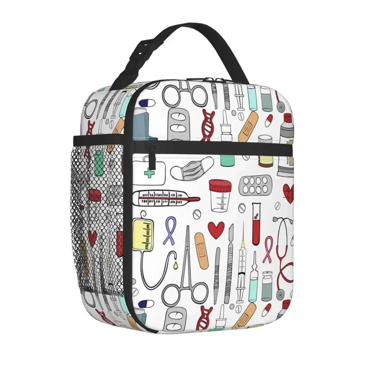 Healthcare Medical Equipment Pattern Insulated Lunch Bag Cooler Bag Lunch Container  Tote Lunch Box Food Bag Beach Travel