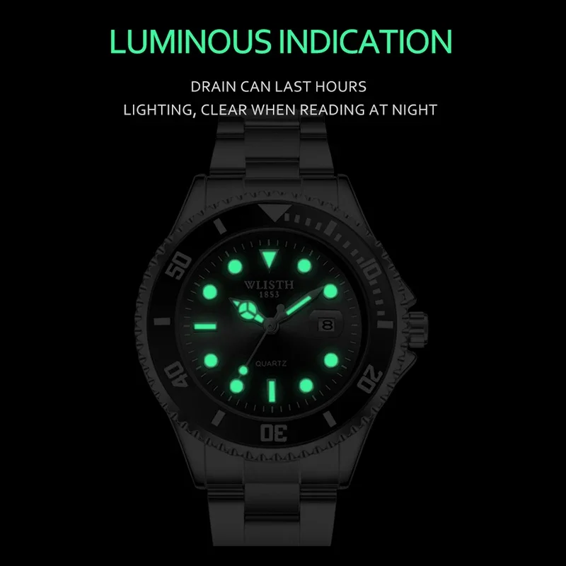 Quartz Watch for Women Waterproof Luminous Luxury Stainless Steel Enlarge Date Rotating Dial Elegant Women\'s Wristwatch Reloj