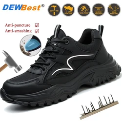 Breathable lightweight men's protective shoes safety anti-stabbing steel head high-top anti-smash wear-resistant work shoes