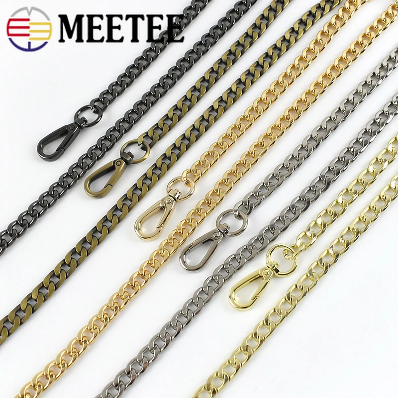 Meetee 60/100/110/120cm Handbag Metal Chains with Buckles DIY Bags Purse Replacement Shoulder Straps Hardware Parts Accessories