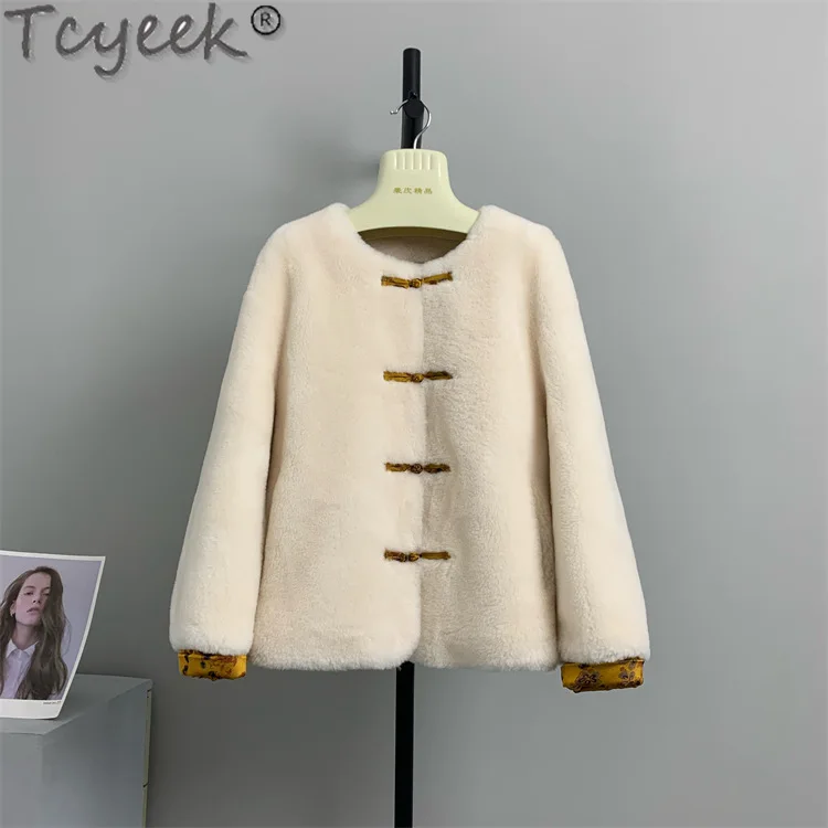 Tcyeek 100% Wool Jacket Women Clothes Casual Sheep Shearling Coat Korean Fur Coat Winter Women's Fur Jackets Abrigo Mujer 2024