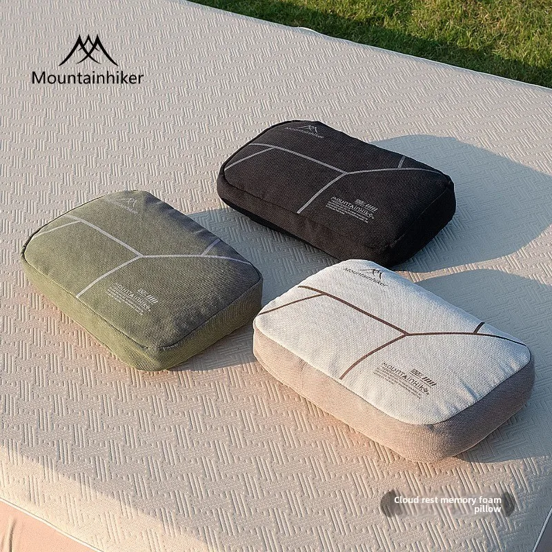 Mountainhiker Memory Foam Camping Pillow,Chenille Linen Travel Pillow with Portable Storage for Outdoor Sleeping and Backpacking