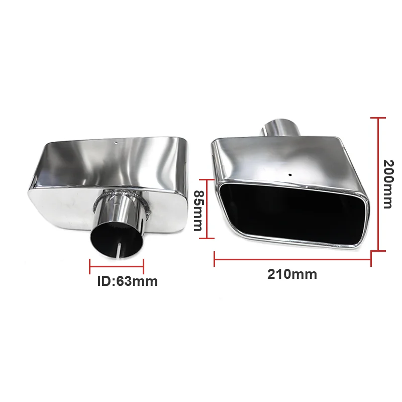 1 Paar große Größe 160 mm 210 mm Breite Auspuffspitze Schalldämpferspitze Edelstahl Vierkantrohr Autoauspuff Endrohr Düse