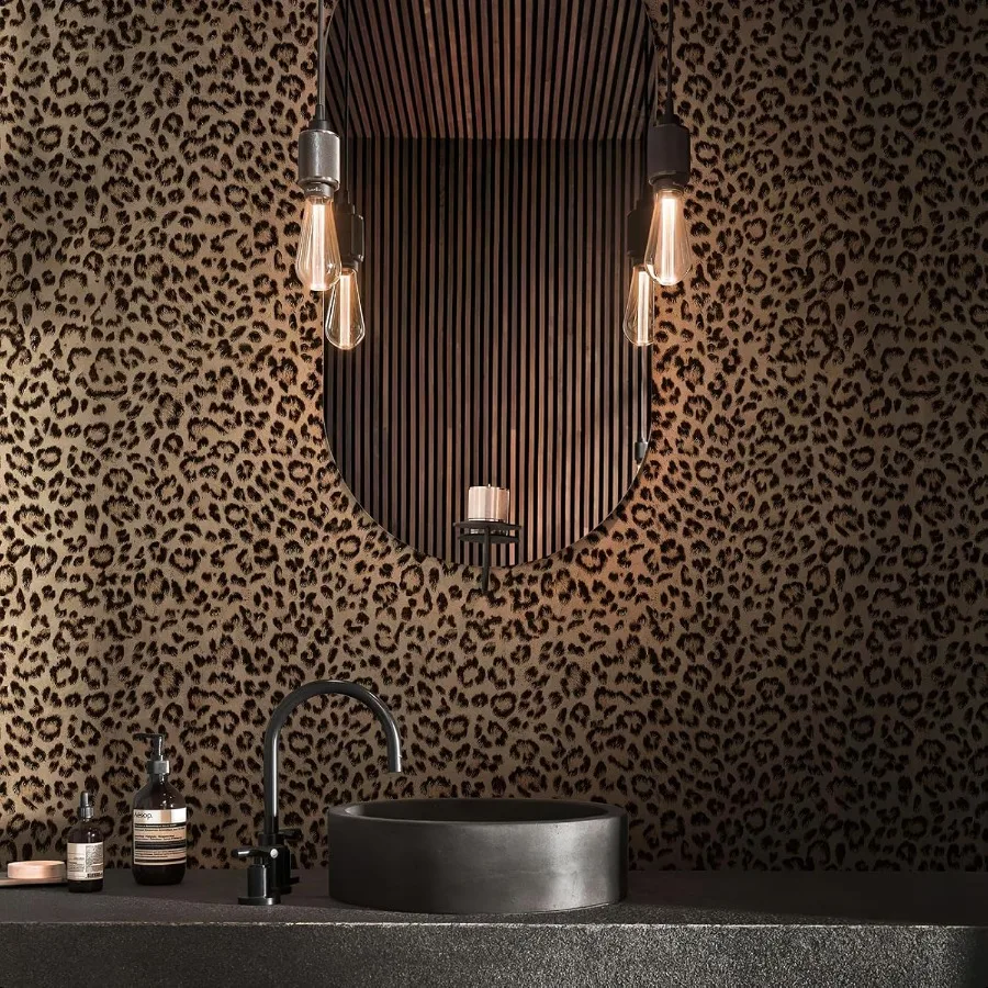Luipaardprint Peel and Stick Wallpaper Waterdicht verwijderbaar zelfklevend structuurbehang Geel Funky Cheetah Contact Pap