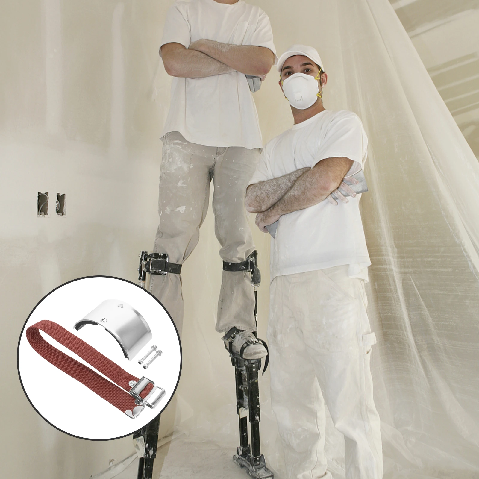 

Drywall Stilts Replacement Parts Leg Strap Cuff Set Foot Rest Adjustable Straps Kit for Plastering Painting Wiring Tasks Stilt