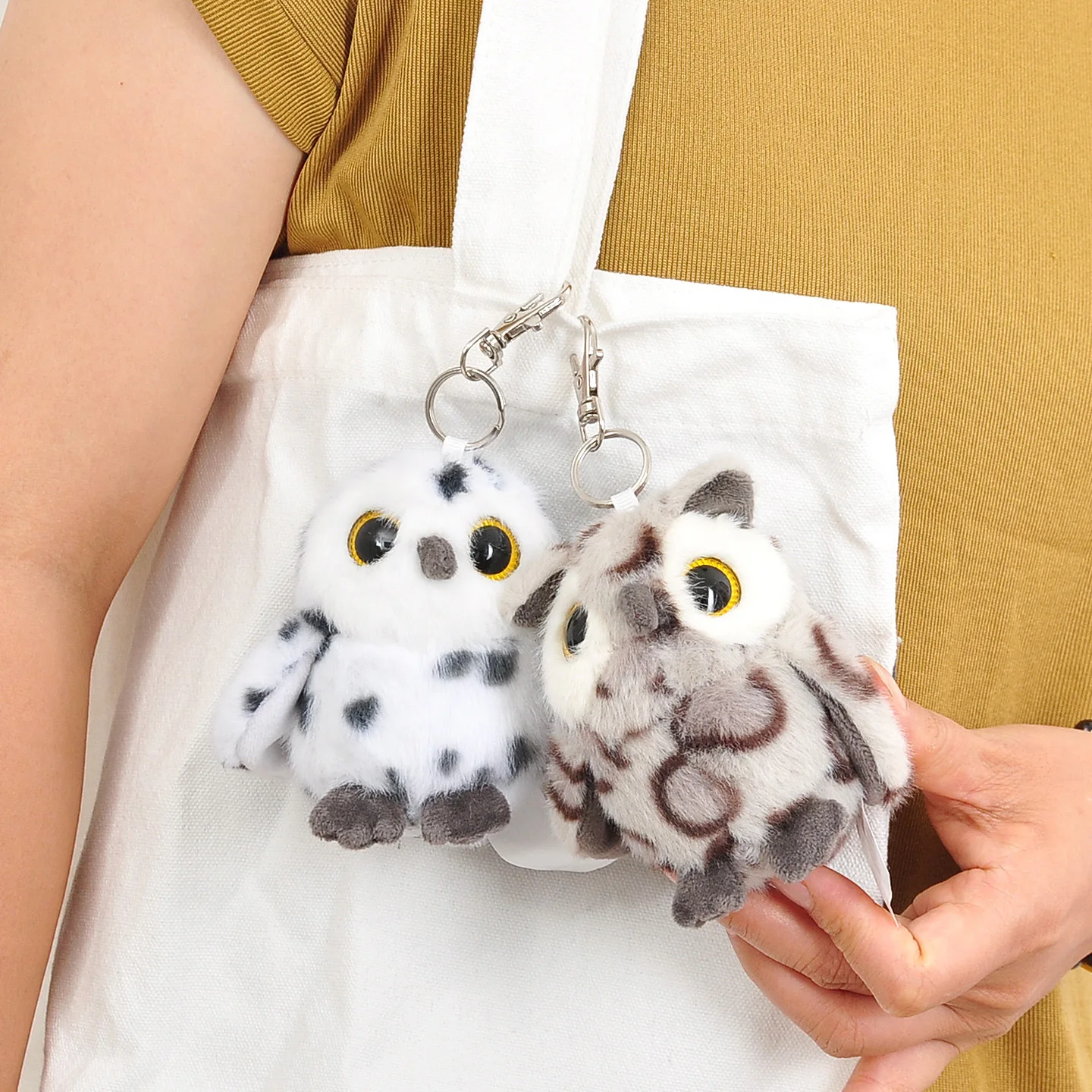 Realistic Owl Plush Bag Pendant Keychain Cute Stuffed Zoo Animal Doll with Lobster Clasp Fluffy Nice Claw Machine Doll Gift view 4