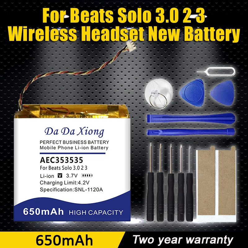 

650mAh High Quality Batteries AEC353535 For Beats solo 2.0 3.0 Wireless eadphones Replacement Bateria + Free Tools