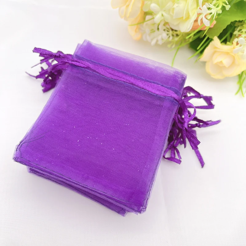 1000pcs Sachet Pouch Dark Purple Gift Bag Drawstring Wedding Organza Bag Purple Organza Gift Bags Packaging Jewelry Storage Bags