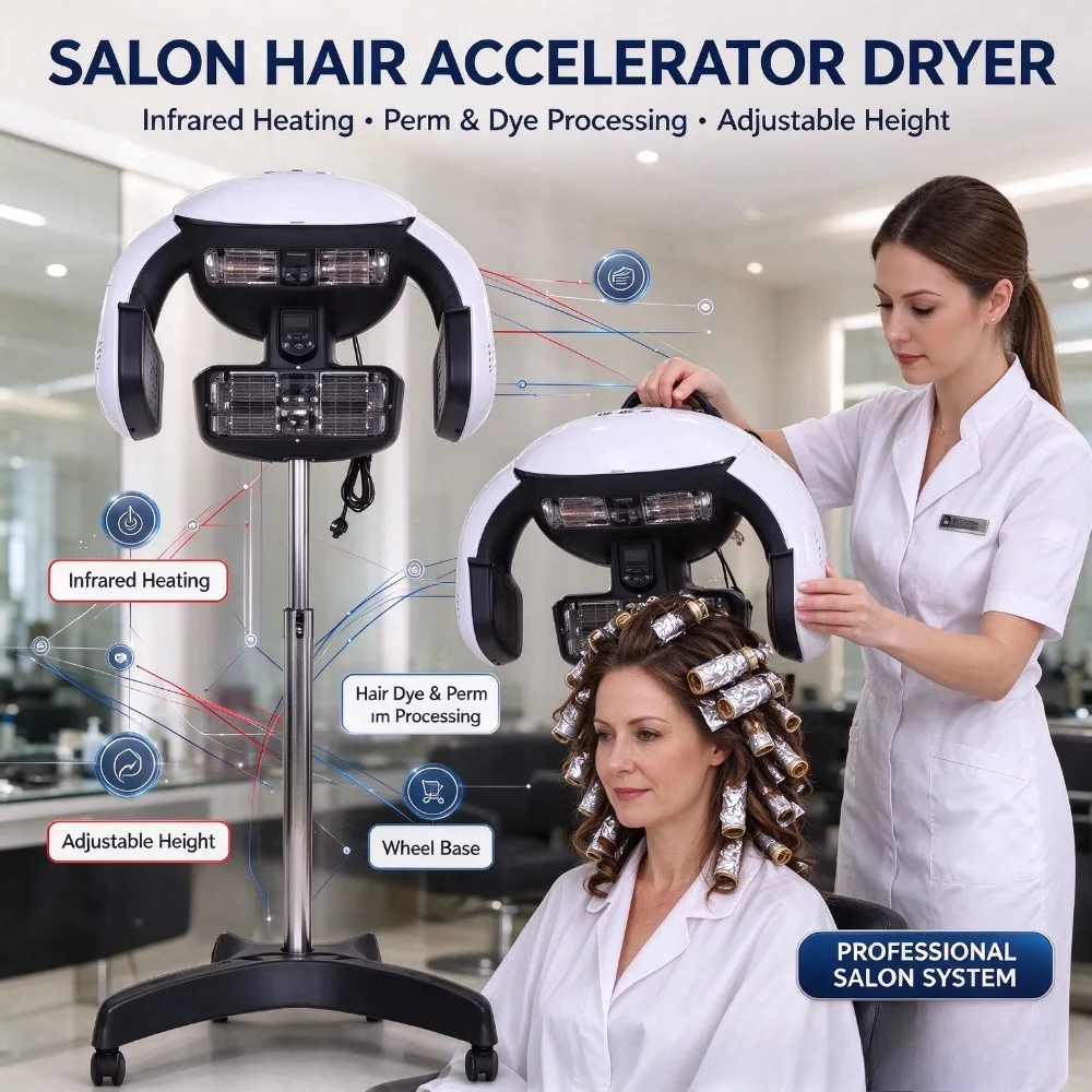 Stand Hair Dryer Accelerator Professional Salon Infrared Hair Color Processor Perm Drying Machine With Wheels