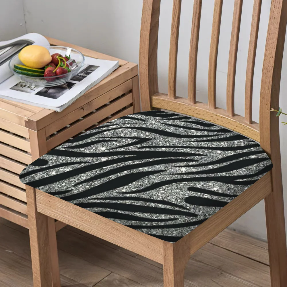 2/4/6pcs Chair Seat Slipcover,Luxury Glitter Zebra Print Chair Slipcover for Home Decor, Washable Elastic Furniture Protector