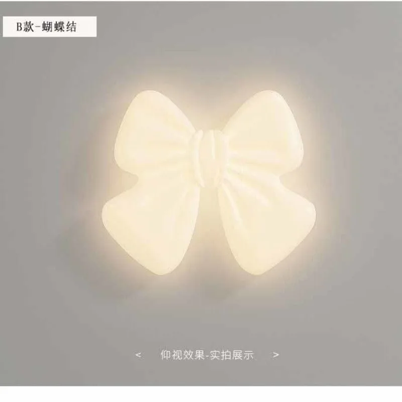 Modern Cream Bow Ceiling Lamp Smart Eye-Caring for Girls Bedroom Kids Room Ambient Lighting Lamp Ceiling Light Led Lamp