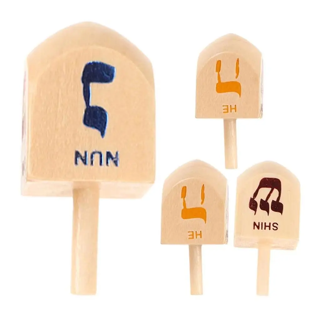10Pcs 10 Pcs Wooden Spinning Dreidel Wooden Material Children Gits Spinning Top Mini Size Portable Design Wooden Crafts