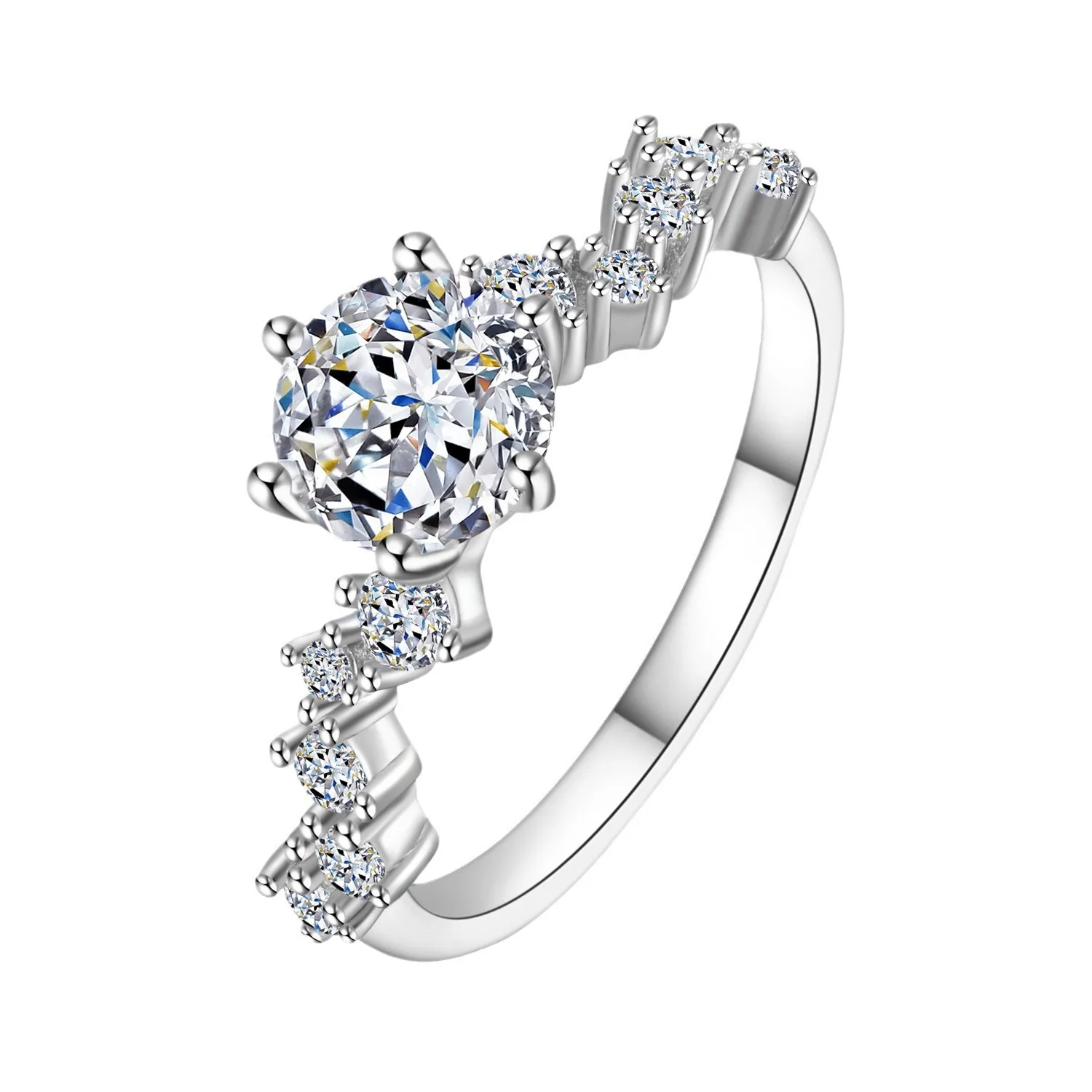 PT950 Platinum Women Light Luxury Star Ring, 1 Carat Moissanite Suitable for Single Wear or Stacking With Band Rings