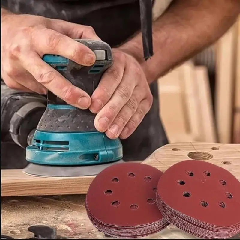 30Pcs Universal 8 Hole Sanding Discs 125mm Sandpaper For Metal Wood Glass Sander Polishing Pads Home Abrasive Tools 60~240 Grit