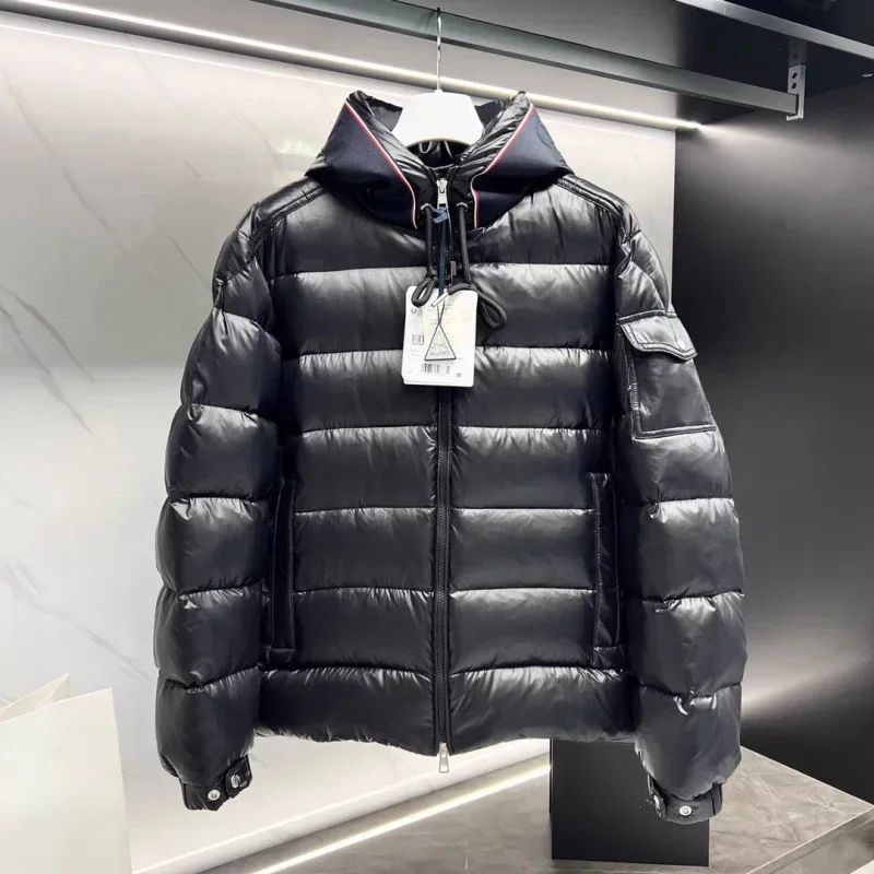 Mo * cl * r inverno masculino branco ganso para baixo jaqueta quente com capuz fino ajuste puffer casaco masculino casual de alta qualidade casaco térmico