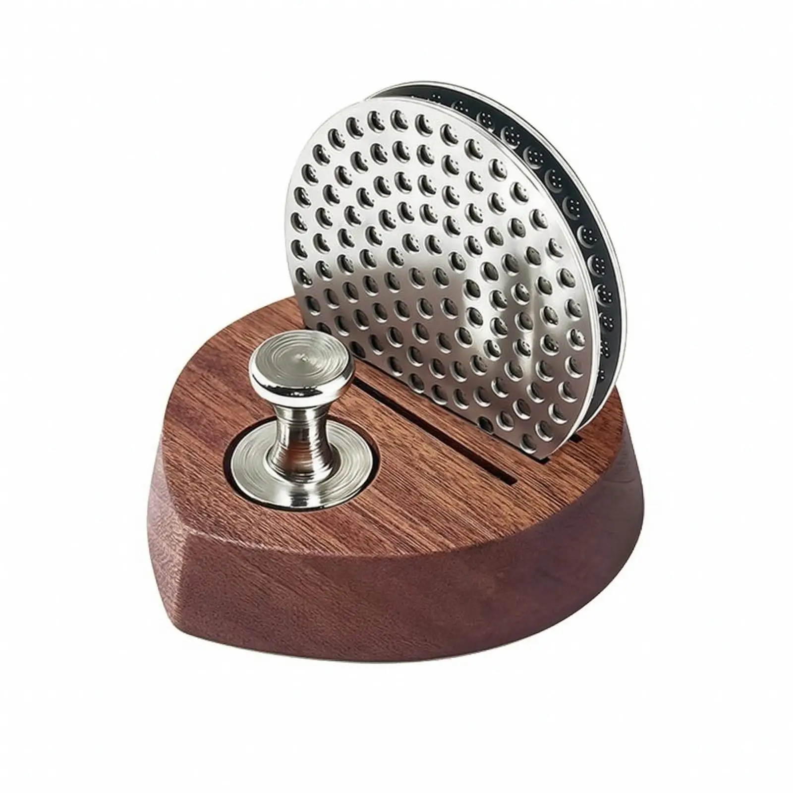Coffee Portafilter Screen 304 Stainless Steel Water Dispersion Filter with Wooden Base and Holder for Espresso Machine Accessory