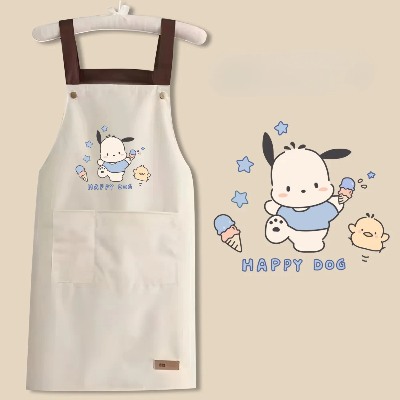 Miniso Pochacco Hello Kitty Apron Household Kitchen Oil Proof Waist Circumference Household Uniform Restaurant Florist Coverall