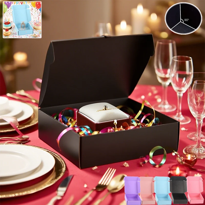 

10pcs Colour Square Gift Packing Boxes Three Layers Thick Durable Express Boxes Earing Travel Organizer Display Paper Gift Boxes