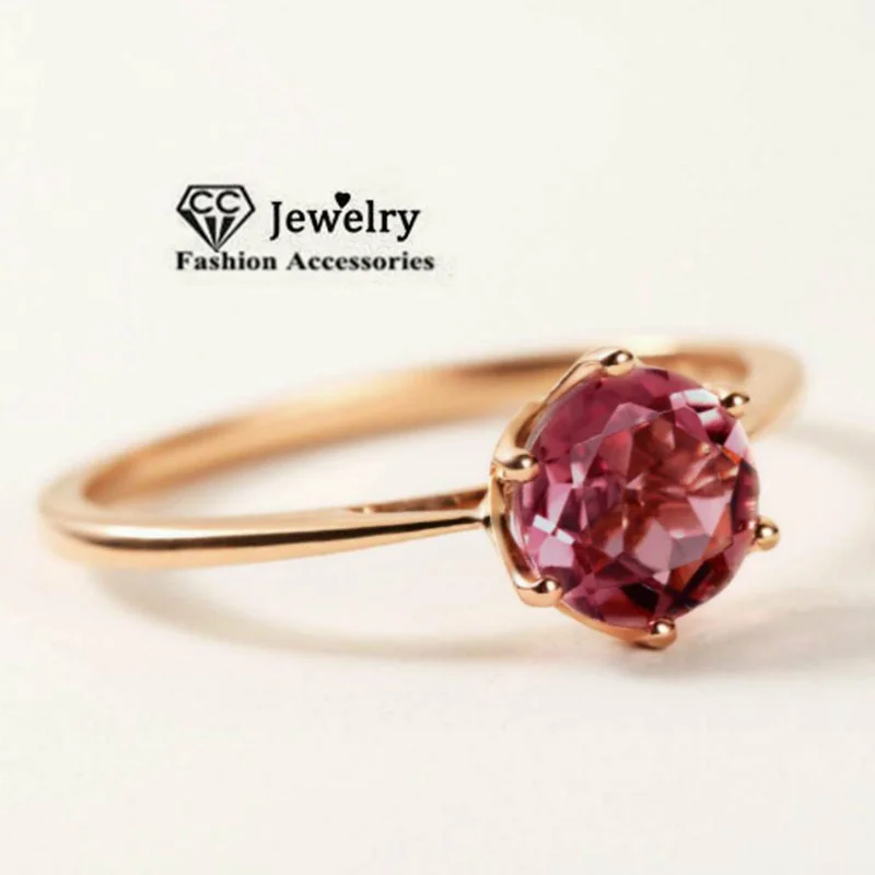 Cc erstellt Rubin ringe für Frauen 6 Krallen Herz hohl rot Zirkon rund rosé vergoldet Hochzeits feier edlen Schmuck cc1484