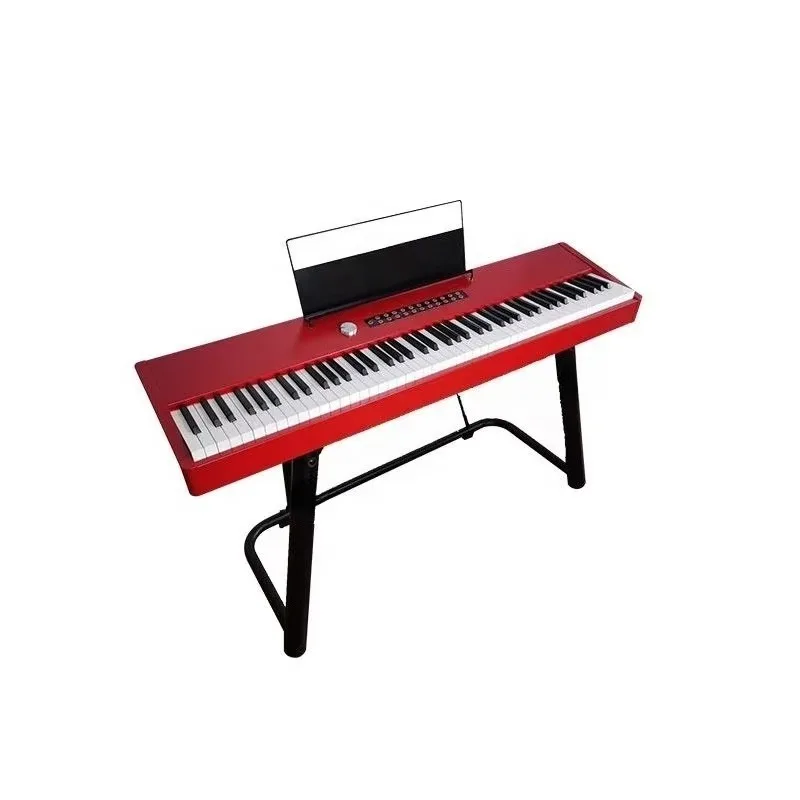 Aiersi Brand Gloss Red Polish 88 Hammer Weighted Keys Digital Piano Grand Electronic Keyboard Instrument  Practise or Compose