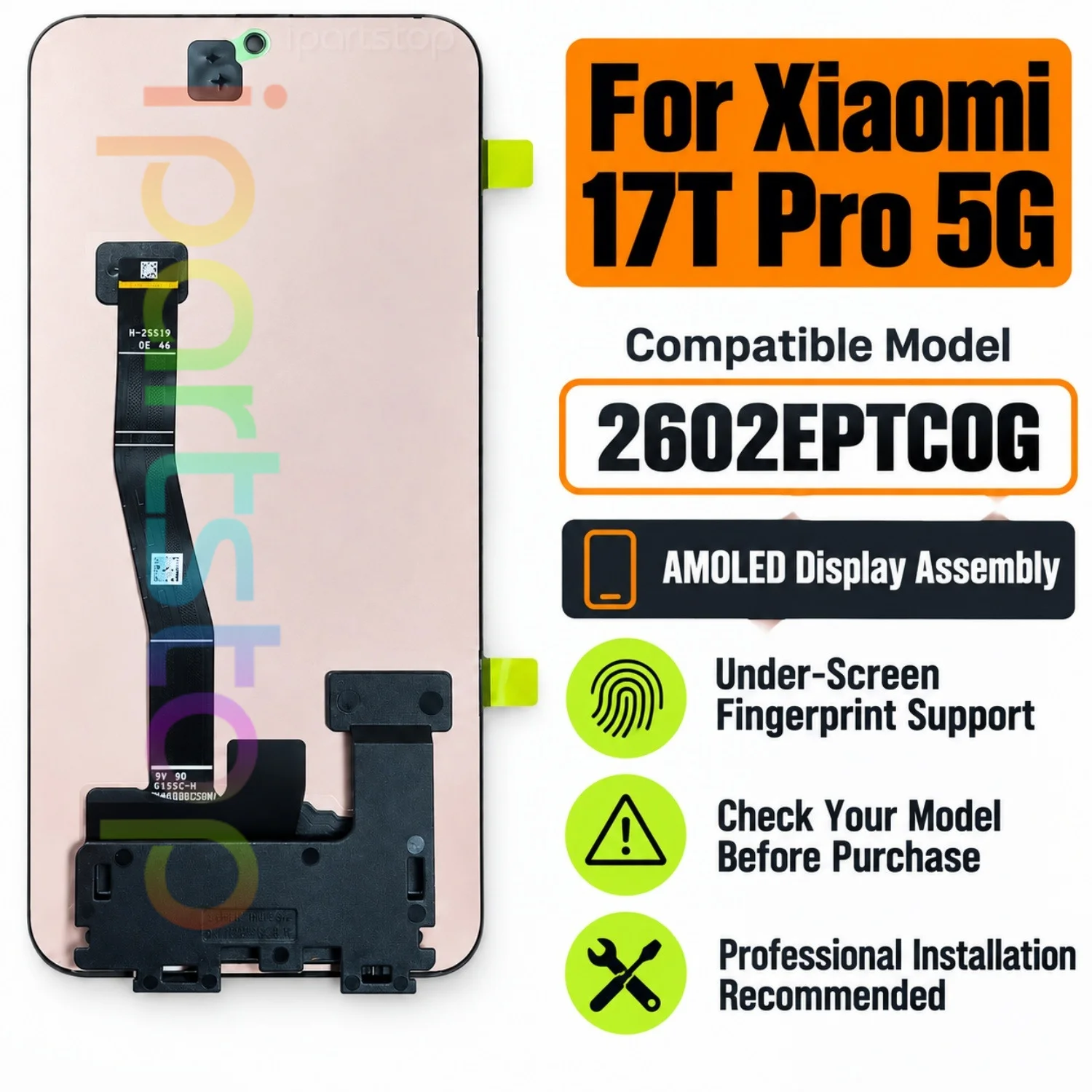 iParts Replacement New Display for Xiaomi 17T Pro 5G 2602EPTC0G 144Hz AMOLED Touch Screen Digitizer Assembly all Functions