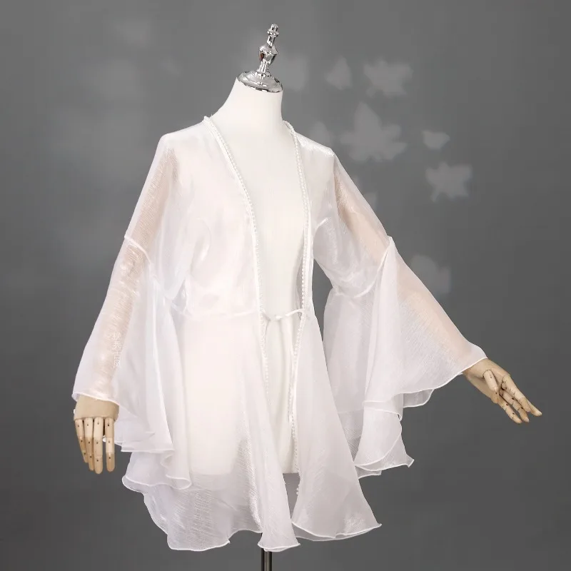 Elegant Ancient Style Dance Costume for Women Flared Sleeve Cardigan, Fairy-Style Chinese Classical Dance Performance & Practic
