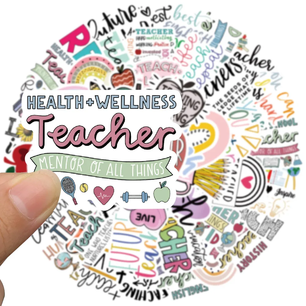 10/30/50pcs  Teachers' Day Thanks Teacher Cartoon Graffiti Stickers Phone Diy Book Hand  Laptop Waterproof Pvc Decal Stickers
