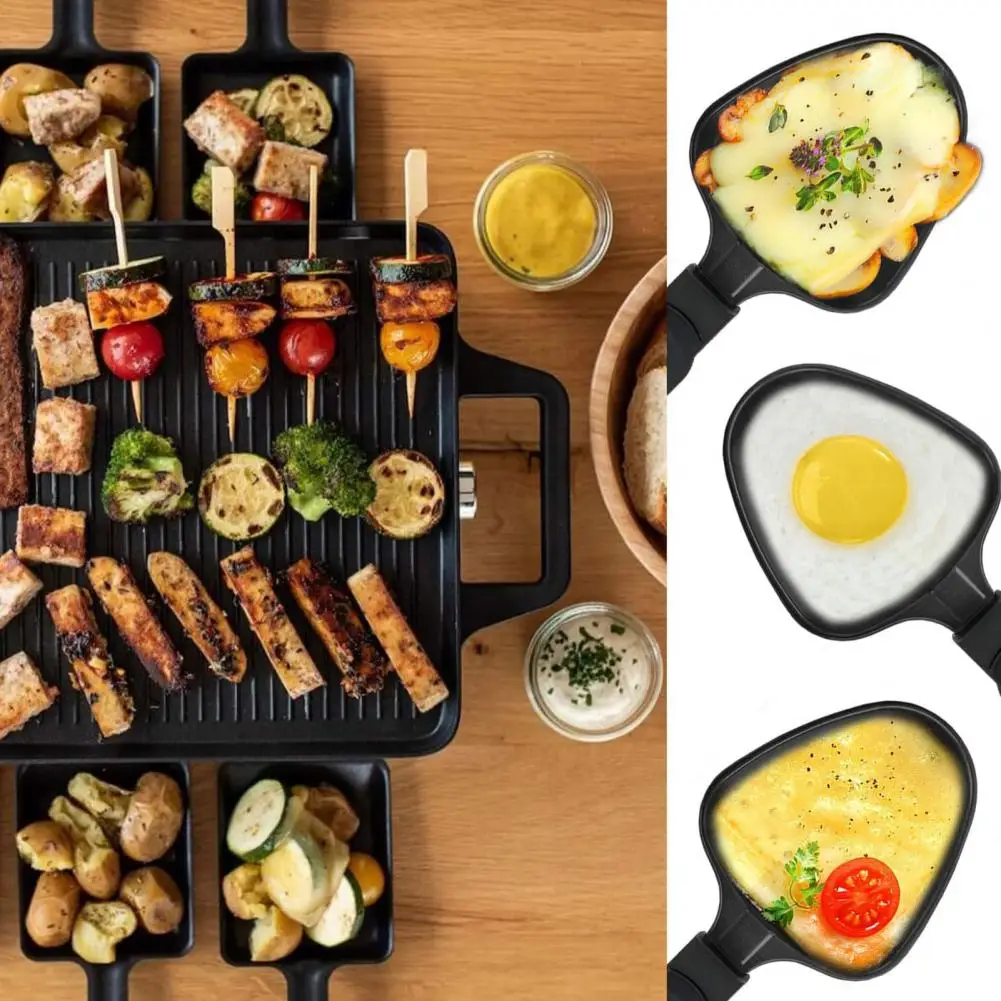 1/4Pcs Non-stick Bakeware Easy to Clean Grill Plate for Raclette Machine Durable Mini Grill Pan Set for Raclettes Cheese Melting