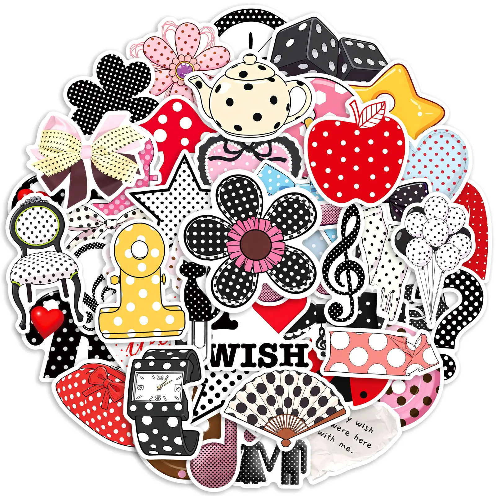 50PCS Einfache Polka Dot INS Stil Graffiti Dekoration TV Aufkleber Kühlschrank Gepäck Laptop Gitarre Fahrrad Skatebaord Aufkleber