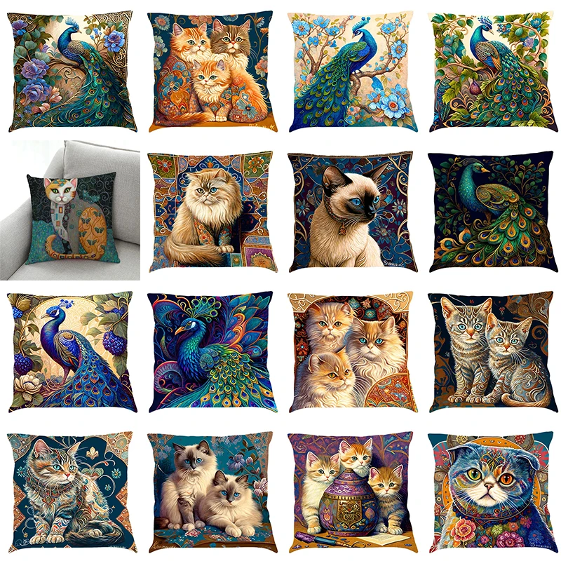 Styl skandynawski paw kot szczeniak obraz olejny drukuj poszewka na poduszkę 45x45 cm salon sofa poszewka na poduszkę dekoracja wnętrz do sypialni