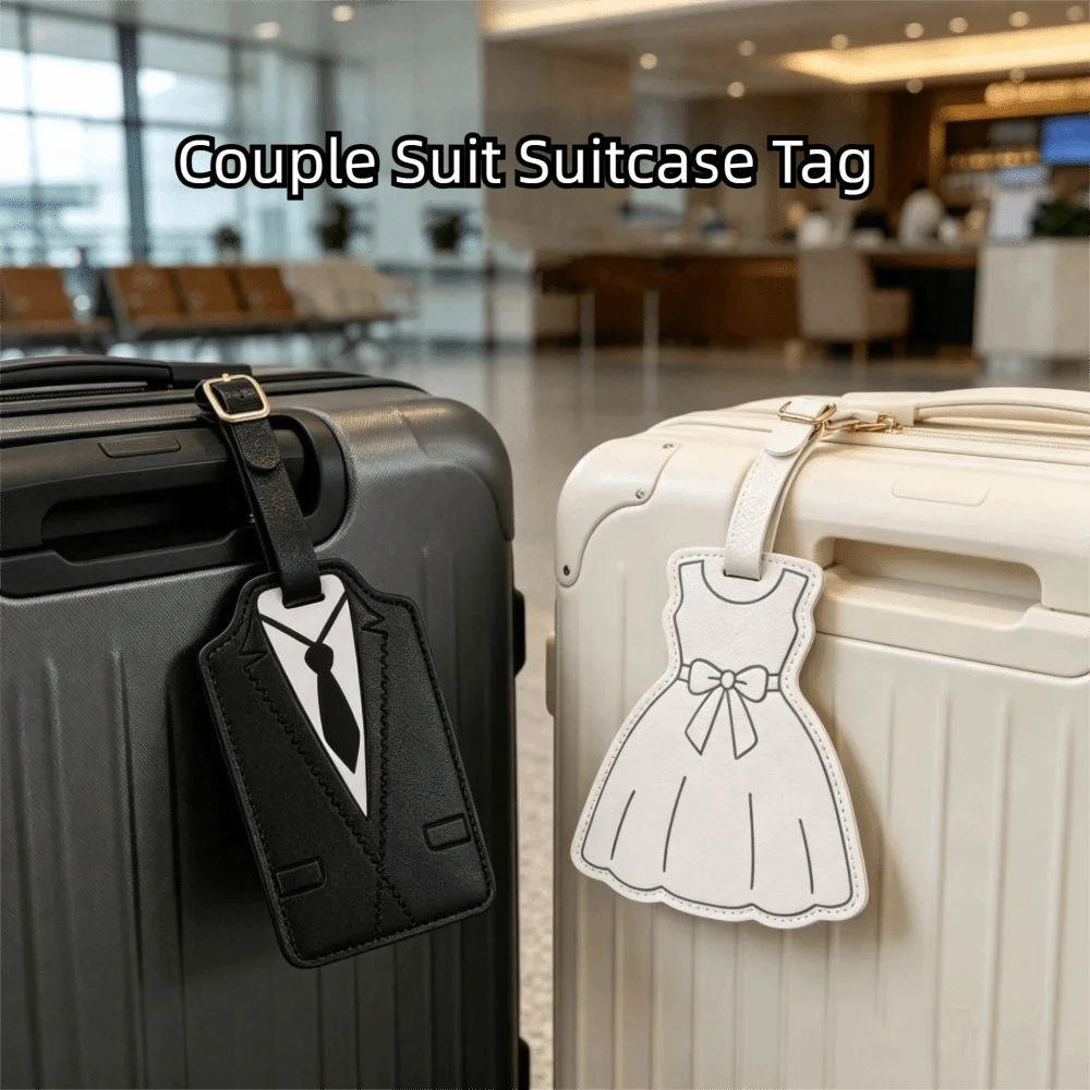 Name Luggage Tags Couple Pu Luggage Tag Wedding Dress Shape Anti loss Airplane Suitcase Tag Boarding Pass Suit Shape