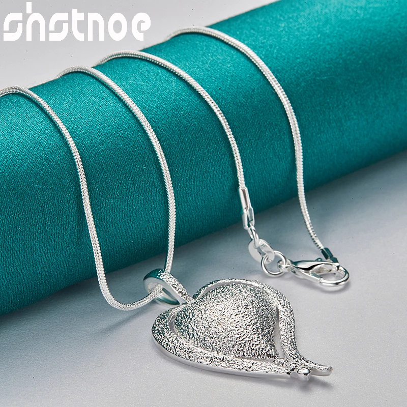 

925 Sterling Silver 16-30 Inch Snake Chain Dull Polish Heart Pendant Necklace For Women Bridal Wedding Party Charm Jewelry Gift