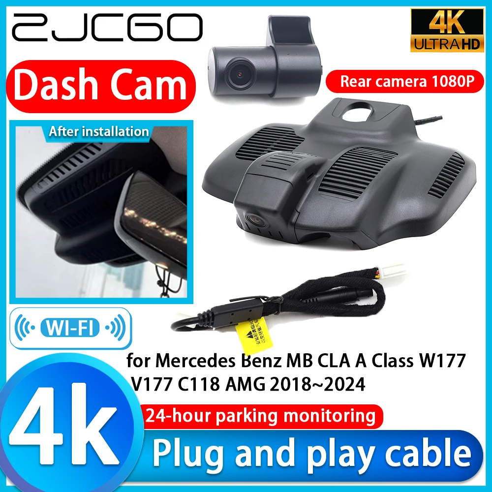 ZJCGO Video Recorder 4K UHD Plug and Play DVR Dash Cam for Mercedes Benz MB CLA A Class W177 V177 C118 AMG 2018~2024