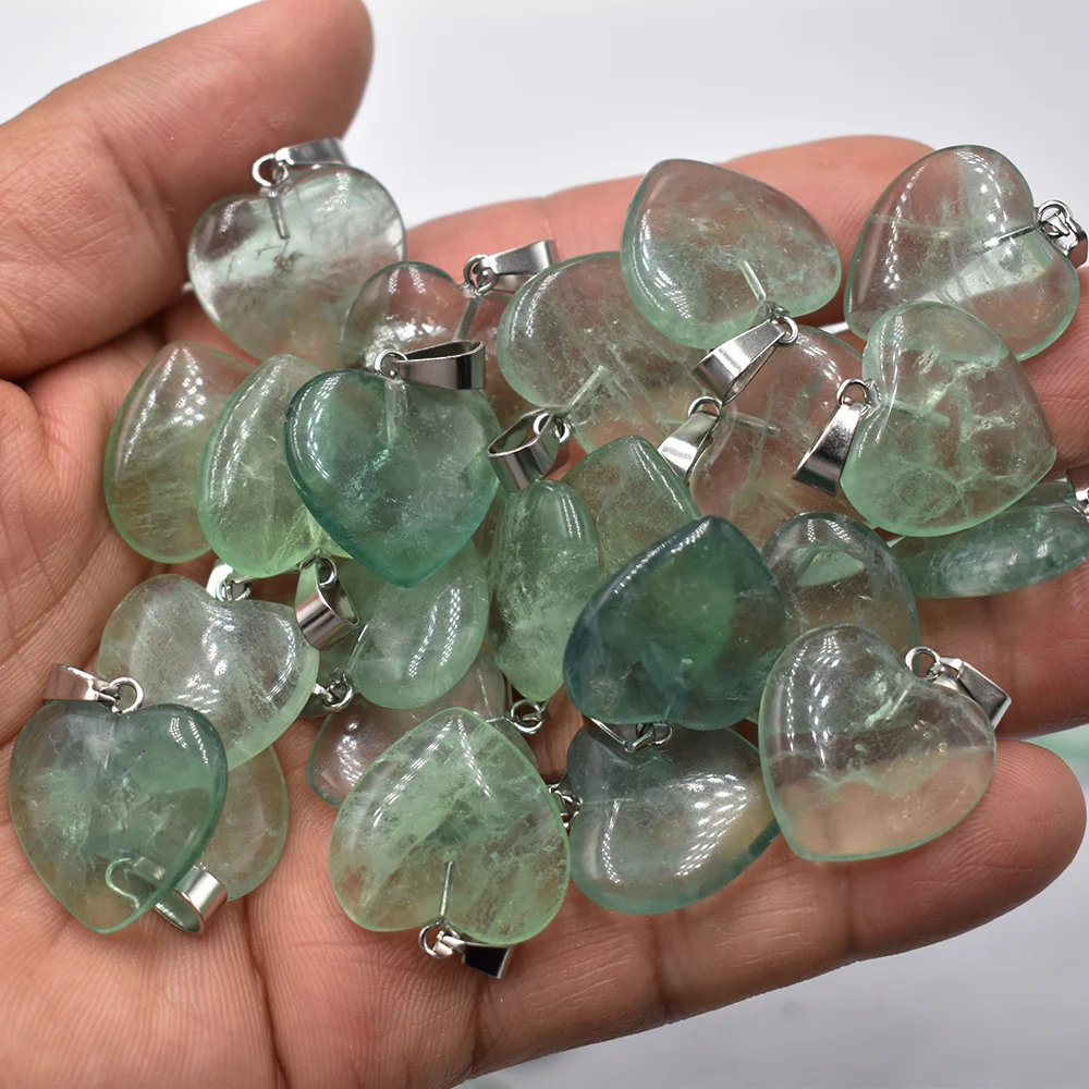 Großhandel 50 Stück/Los Modische 20mm Herz-Naturstein-Amazonit-Anhänger für Schmuckherstellung Kostenloser Versand – Detail 5