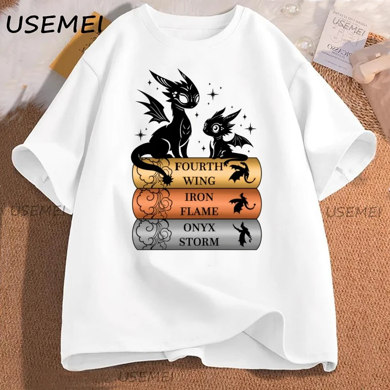 

Dragon Book T Shirt Women Men Fourth Wing Fantasy Book Reader T-shirt Bookworm Book Lover Tees Streetwear Clothing