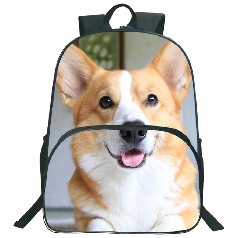 Mochila Bulldog de grande capacidade para meninos e meninas, bonito cão Husky, bolsa de escola para crianças, mochila adolescente