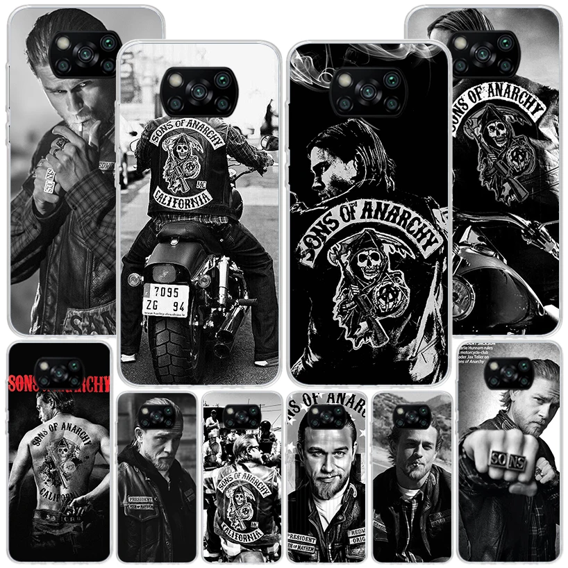 Sons Of Anarchy Black Phnoe Case for Xiaomi Poco X5 Pro X4 Gt X3 Nfc M5S M4 M3 M2 F3 F2 F1 Mi Note 10 Lite A2 A3 Unique Cover Co