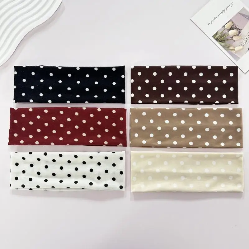 Retro Boho Breeze Wind Dot Stretch Damen Haarbänder Koreanische Ins Mode Breite Stirnbänder Yoga Sport Dating Haaraccessoires – Detail 7