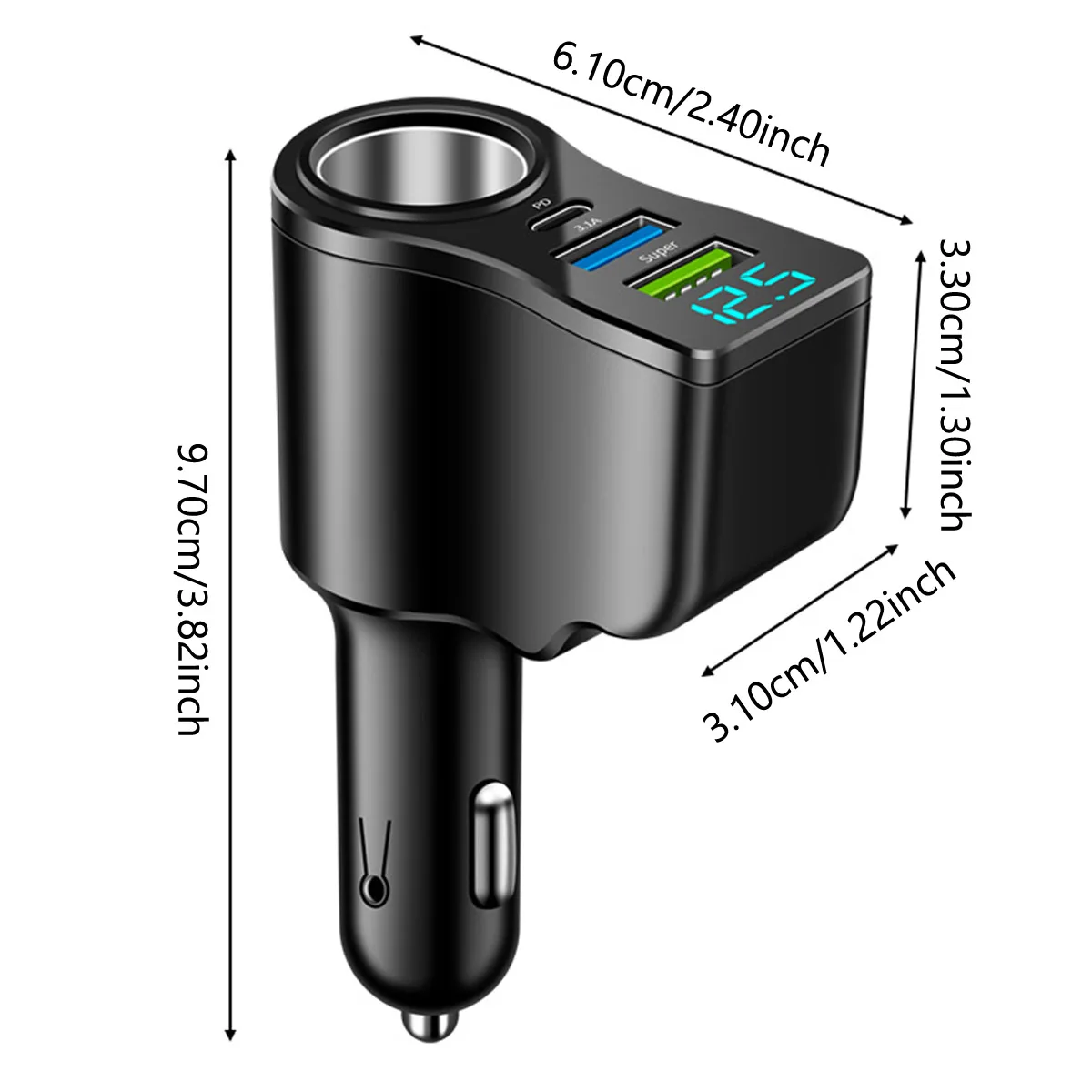 شاحن سيارة من النوع C PD 3.1A USB شاحن هاتف فائق السرعة مع وظيفة كشف جهد البطارية شاحن هاتف USB