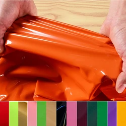 High Elasticity Fabric Four Ways Stretch Mirror PU Leather Knitting for Sewing Tight Pants by Half Meter